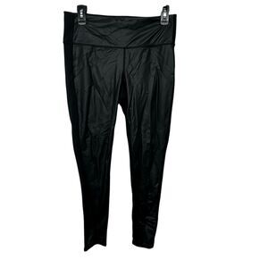 Athleta Faux Leather Leggings Vegan High Rise Gleam Leggings Womens Size M Black